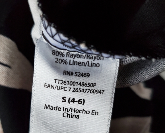 Time And Tru Shorts S 4-6 Black and Tan Linen And Rayon New - Picture 4 of 6